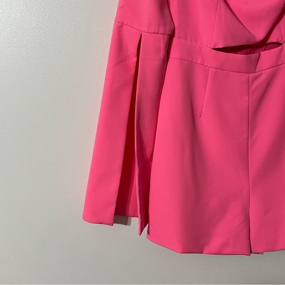 Dark Pink Cut Out Romper With Oversize Sleeves - Picture 4 of 7